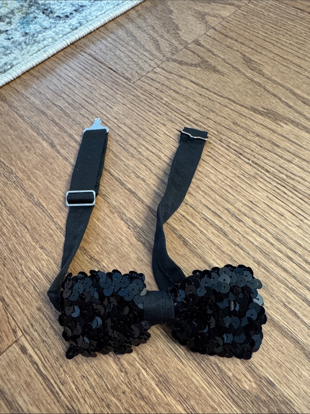 Sequin Bow Tie for Women - Black Adjustable Evening Accessory